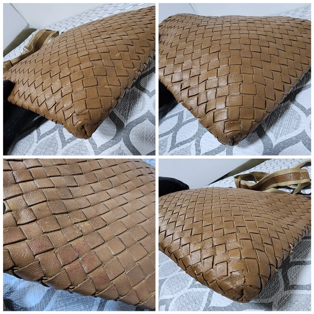 Bottega Veneta Intrecciato Messenger Bag Beige